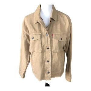 Levi's Tan Twill Cotton Cowgirl Zip + Button Utility‎ Jacket Shirt Women's Sz M